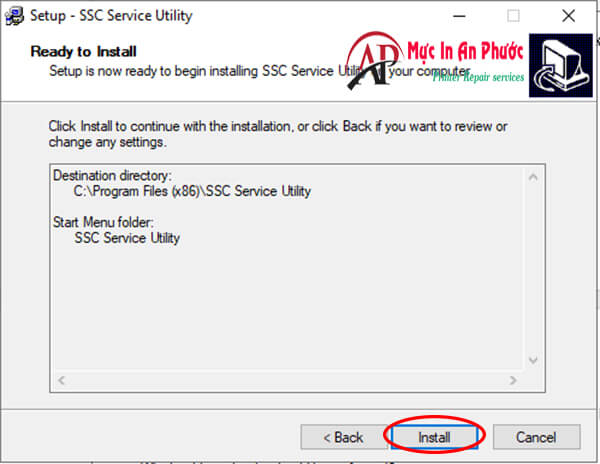 Cài đặt phần mềm SSC Service Utility